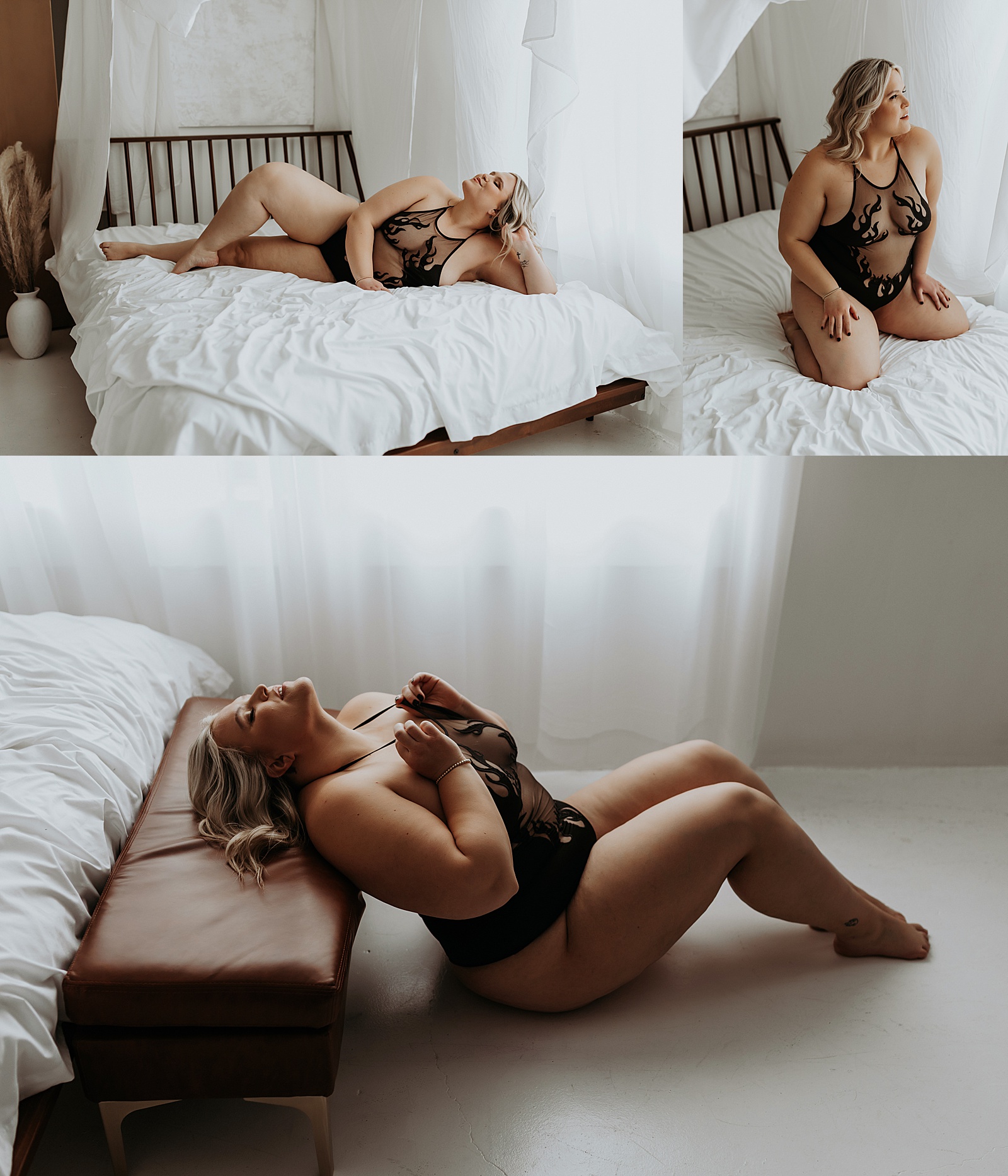 Woman in thistle and spire lingerie at her boudoir session in Minneapolis 