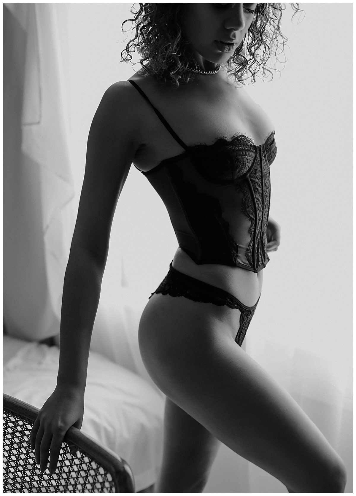 Person in black corset for Mary Castillo Photography