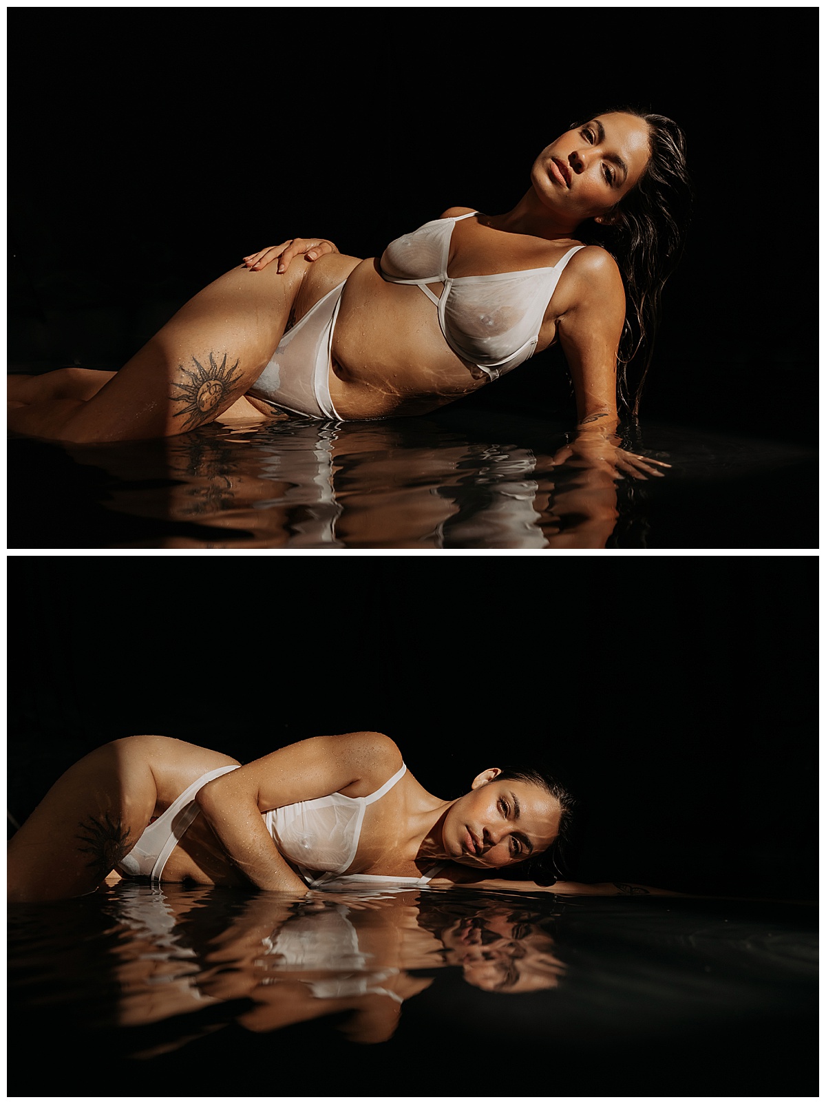 Female lays in the water for Minneapolis Boudoir Photographer