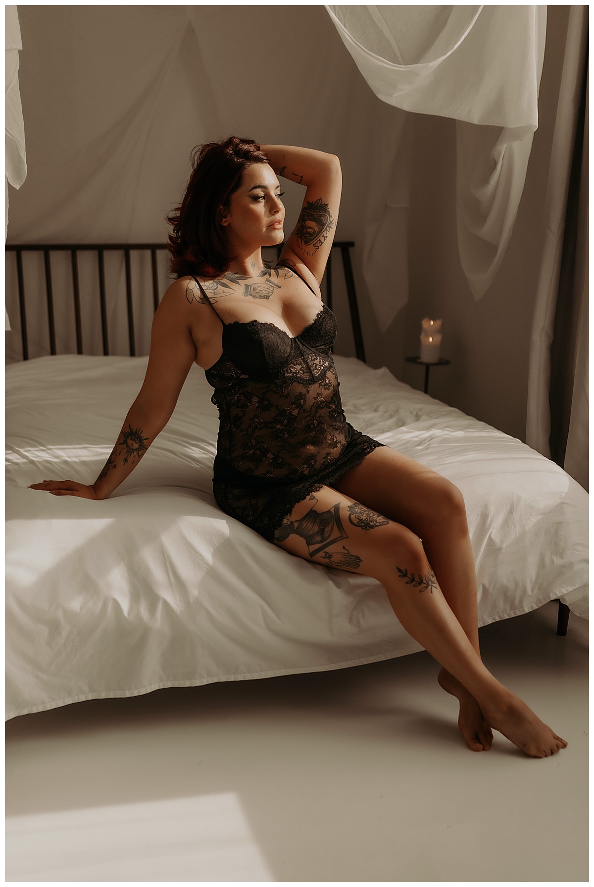 Woman wears black lingerie using Boudoir Poses to Boost Your Confidence