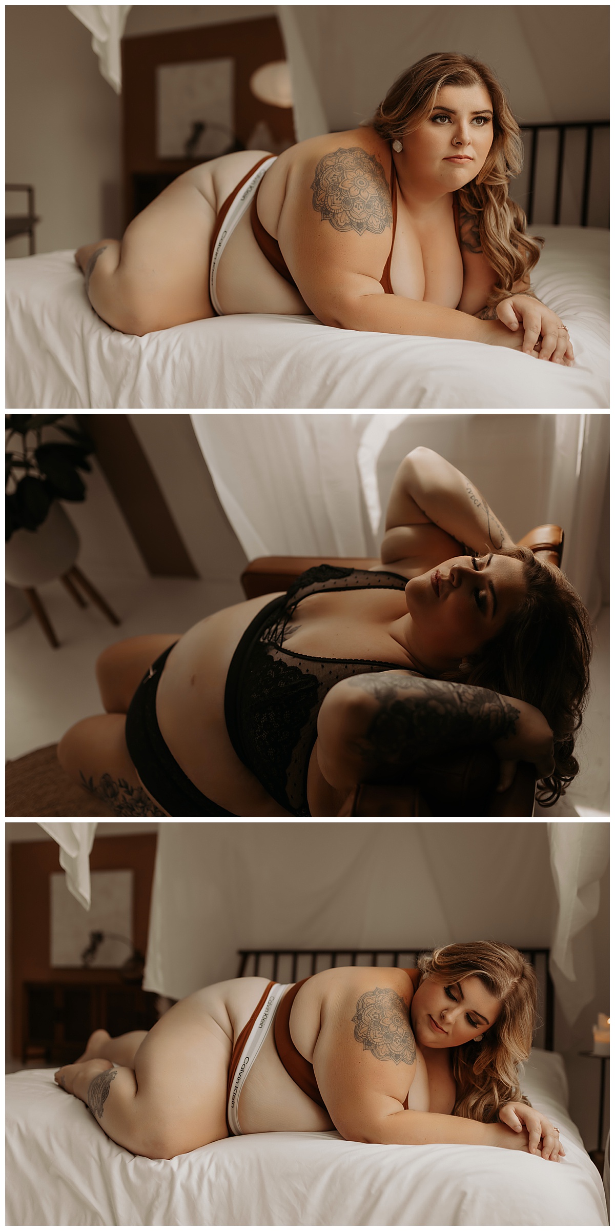 Woman lays on the bed wearing lingerie from Torrid Lingerie