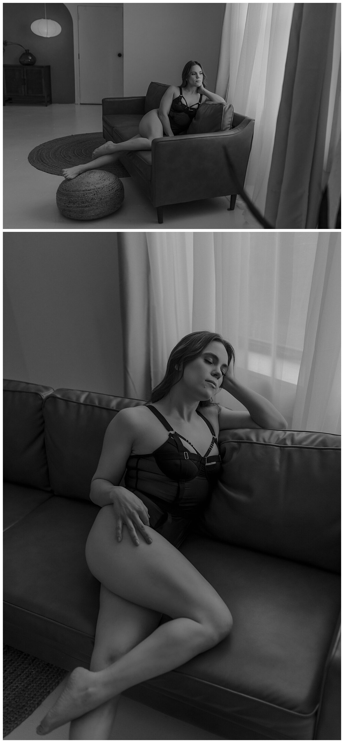 Female lays on the couch for Minneapolis Boudoir Photographer