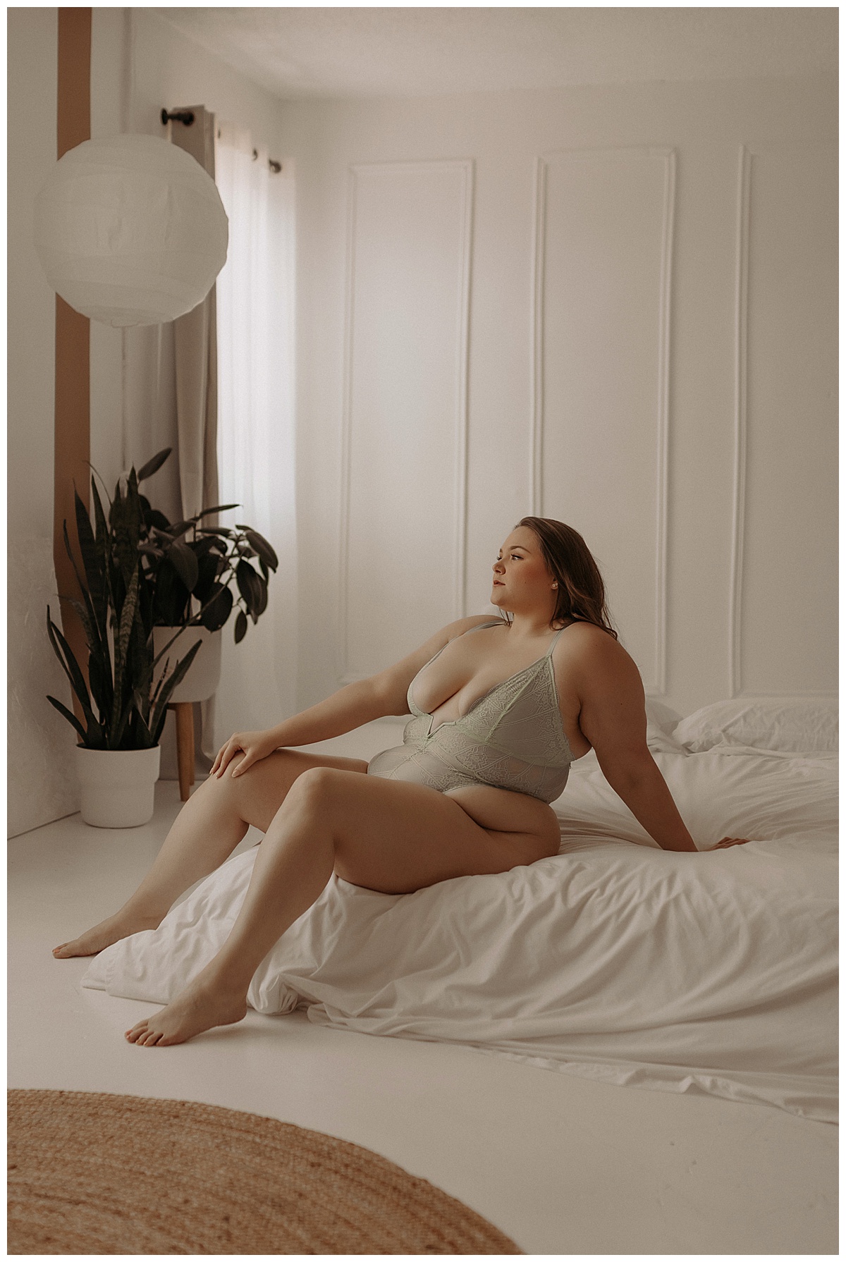 Adult wears mint green lingerie showing Why Trust And Connection With Your Boudoir Photographer Are Important 