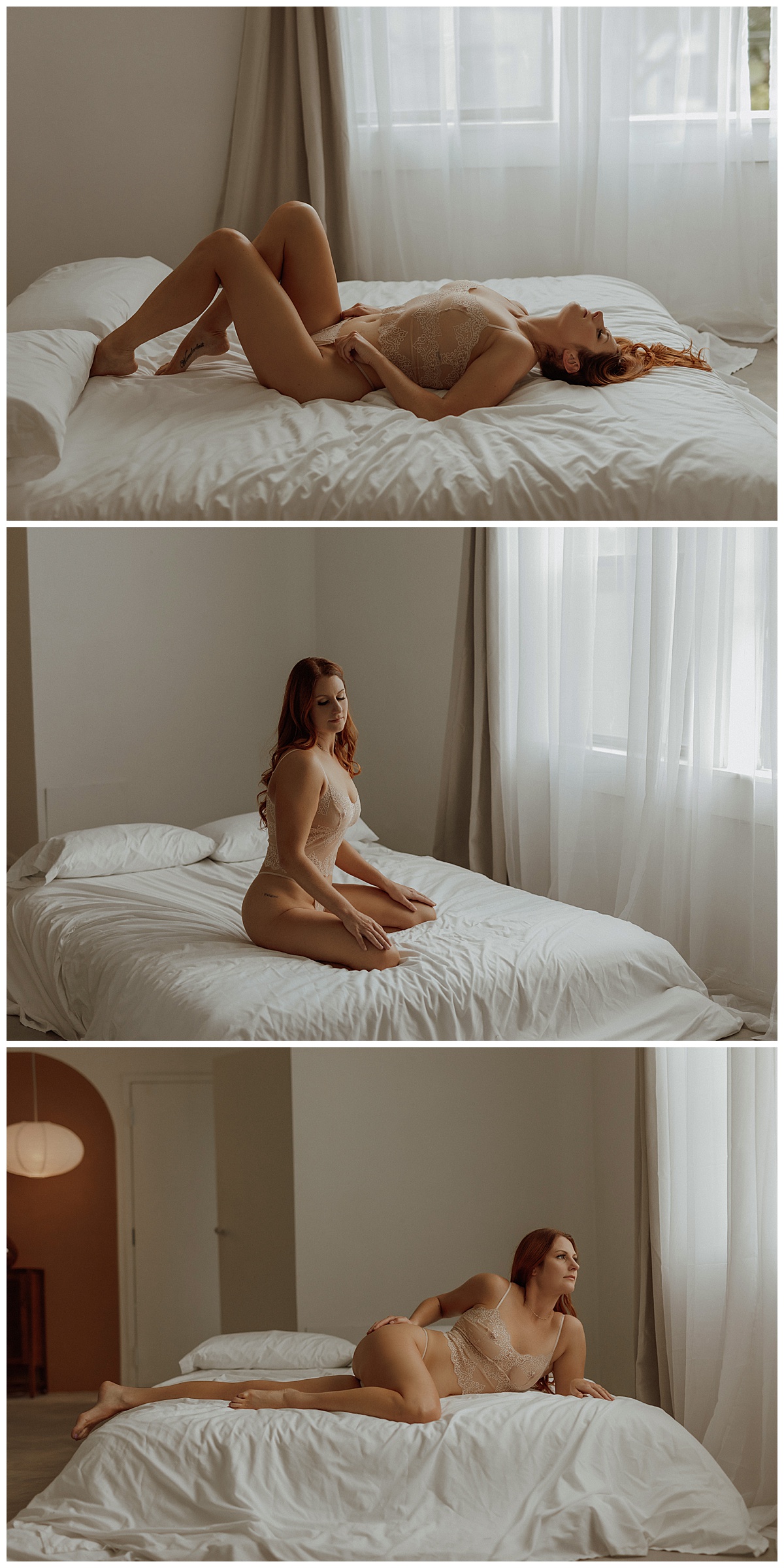 Mom sits on the bed following one of the 3 Reasons Moms Should Book A Boudoir Session