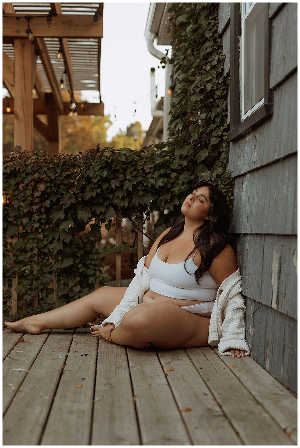 Female lays on the deck for Mary Castillo Photography