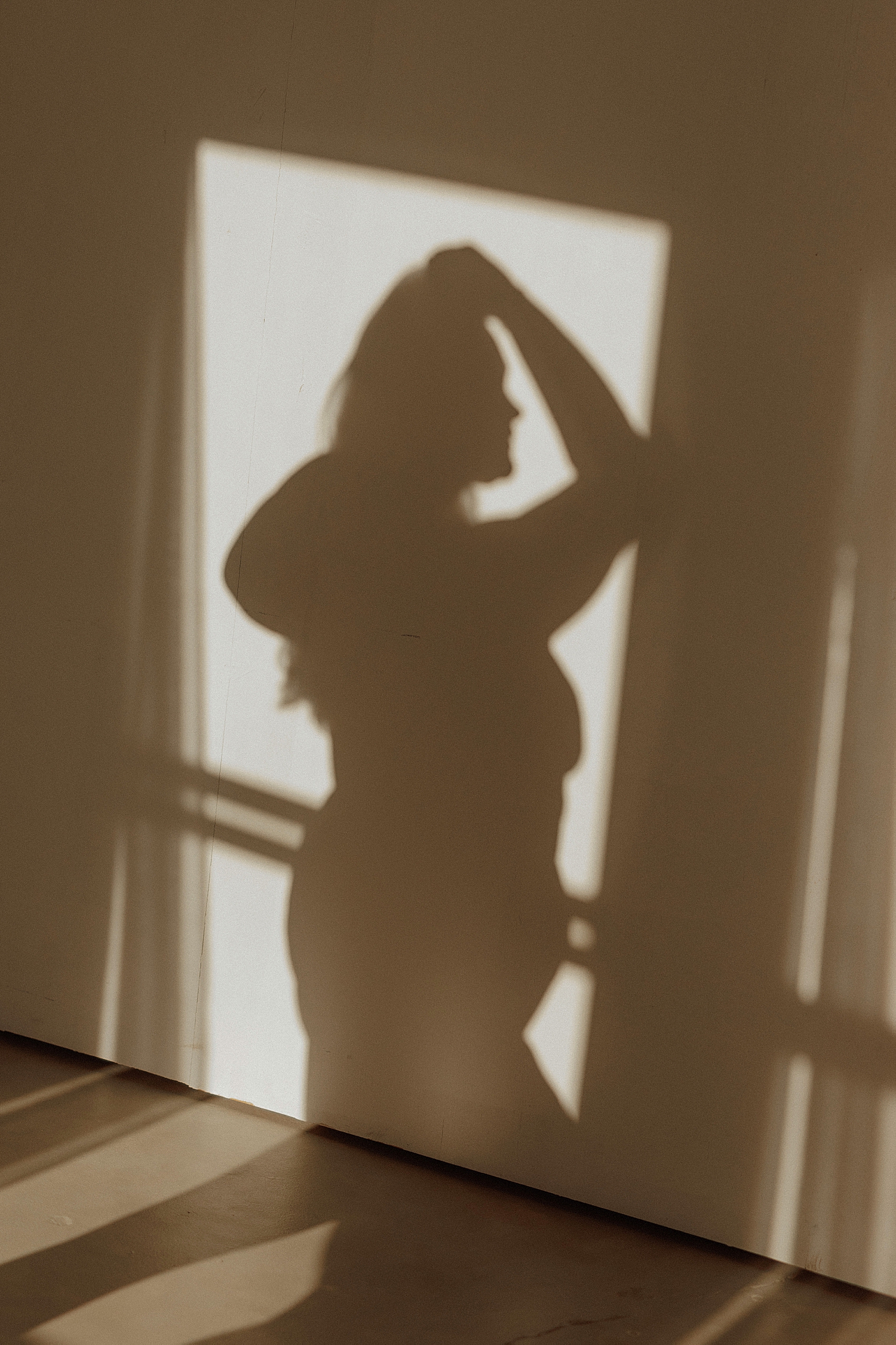 shadow of a curvy woman on wall for sunset quickie